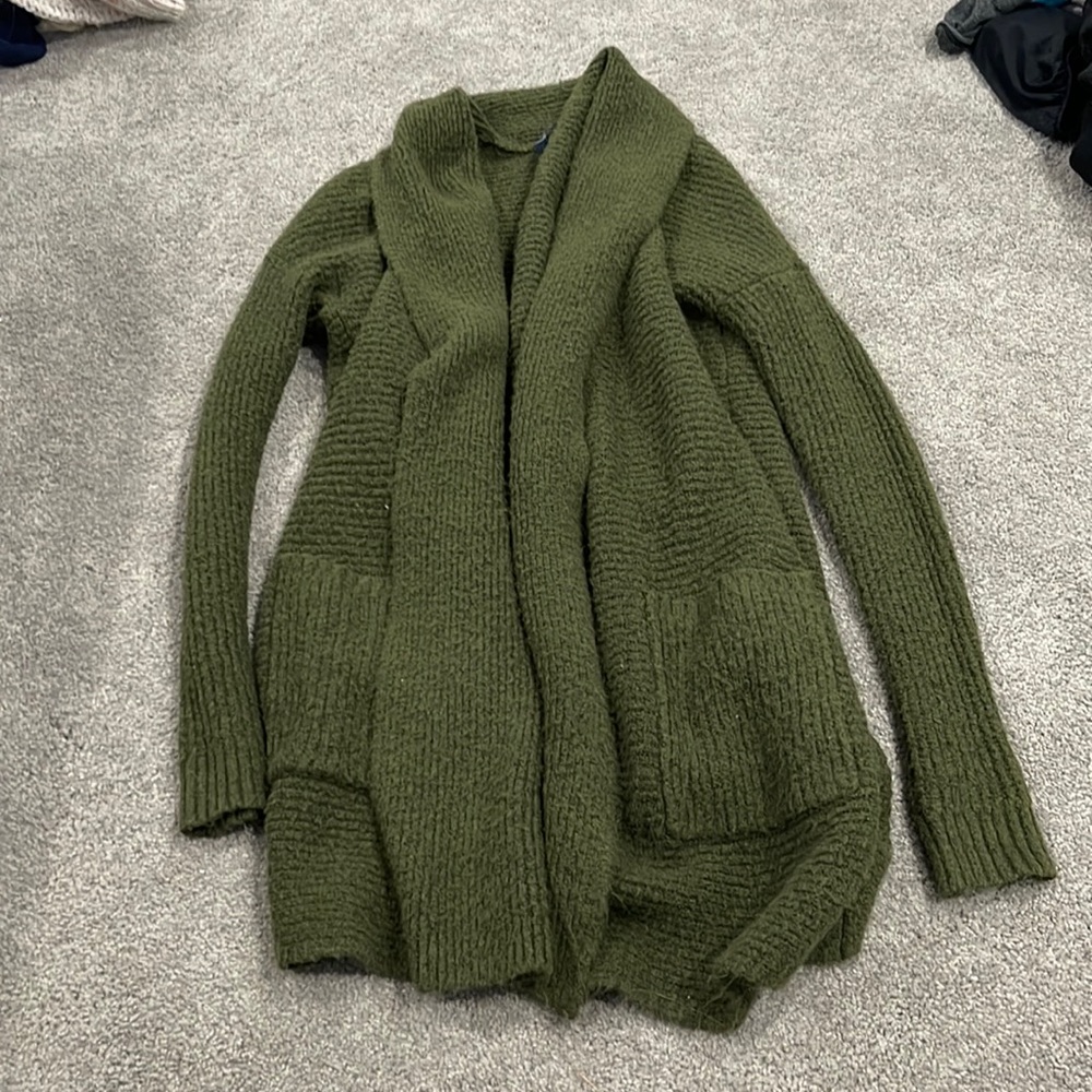green cardigan